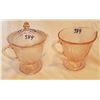 Image 1 : PINK DEPRESSION CREAM & SUGAR BOWL SET
