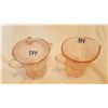 Image 3 : PINK DEPRESSION CREAM & SUGAR BOWL SET