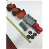 Image 1 : 2 TOY TRUCKS & STRUCTO LOADER, (EXTRA WHEELS), *NOT ORIGINAL WHEELS ON TRUCKS*