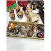 Image 2 : LOT OF COLLECTIBLES, TINS, PAINTER WOODEN EGGS, IRON, ETC.