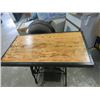 Image 1 : TABLE, 1" OAK TOP, SEWING MACHINE BASE W/CAST IRON LEGS
