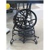 Image 3 : TABLE, 1" OAK TOP, SEWING MACHINE BASE W/CAST IRON LEGS