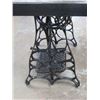 Image 4 : TABLE, 1" OAK TOP, SEWING MACHINE BASE W/CAST IRON LEGS