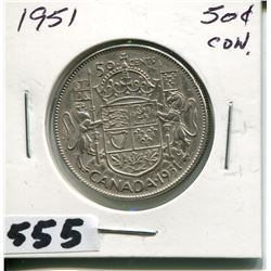1951 CNDN SILVER 50 CENT PC