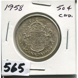1958 CNDN SILVER 50 CENT PC