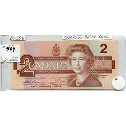 1986 CNDN TWO DOLLAR NOTE