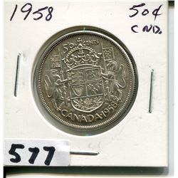 1958 CNDN SILVER 50 CENT PC