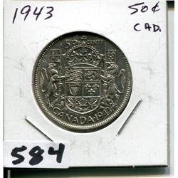 1943 CNDN SILVER 50 CENT PC