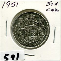 1951 CNDN SILVER 50 CENT PC