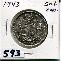 1943 CNDN SILVER 50 CENT PC