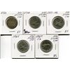 Image 1 : 5 CNDN SILVER QUARTER (1920, 40, 51, 65, 67)