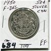 Image 1 : 1950 CNDN SILVER 50 CENT PC