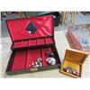Image 1 : LARGE JEWELLERY BOX W/SHELLS, (PENCIL SHARPENER, GOLF TEE, ETC)