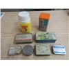 Image 1 : LOT OF TINS & FAME LOGO THERMOS, TINS, EVANS, TIMOTHY WHITE, ETC & FIRST AID KIT