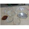 Image 1 : LOT OF PYREX & GLASS, LIDS, PLATES, ETC & JEWELLERY BOX, *NO LID*