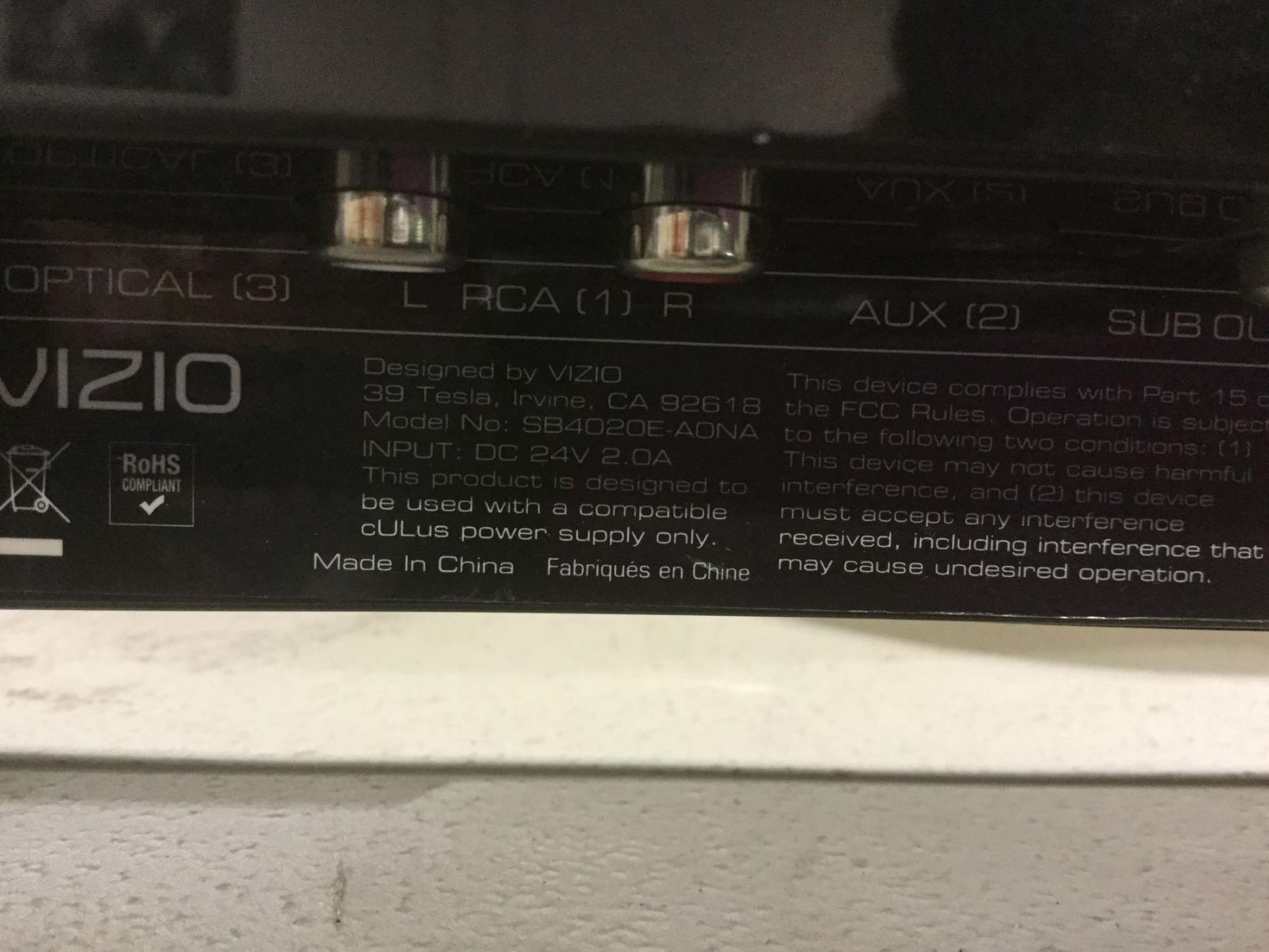 VIZIO 40Inch 2.0 Home Theater Sound Bar ModelSB4020EA0