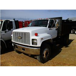 1996 CHEVROLET KODIAK FLATBED DUMP, VIN/SN:1GBJ7H1J9TJ102213 - S/A, CAT DIESEL ENGINE, 5 SPEED TRANS