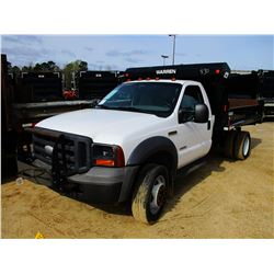 2005 FORD F550 FLATBED DUMP, VIN/SN:1FDAF57P05ED06432 - 4X4, POWERSTROKE DIESEL ENGINE, A/T, 11' WAR