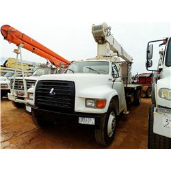 1995 FORD F700 FLATBED CRANE TRUCK, VIN/SN:1FDPF80C6SVA05209 - S/A, CUMMINS DIESEL ENGINE, 5 SPEED T