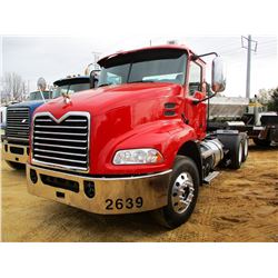 2008 MACK CXU613 TRUCK TRACTOR, VIN/SN:1M1AW09Y18N001314 - T/A, MP8 MACK DIESEL ENGINE, 10 SPEED TRA