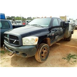 2008 DODGE RAM 3500 HD SERVICE TRUCK; VIN/SN:3D6WH48AX8G144583 -4X4, CREW CAB, CUMMINS DIESEL ENGINE