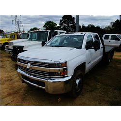 2015 CHEVROLET 3500HD FLATBED, VIN/SN:1GB4CYC82FF148573 - CREW CAB, DURAMAX DIESEL ENGINE, A/T, 10' 