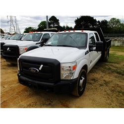 2012 FORD F350 FLATBED, VIN/SN:1FD8W3GT0CEB24095 - S/A, CREW CAB, POWER STROKE DIESEL ENGINE, A/T, 1
