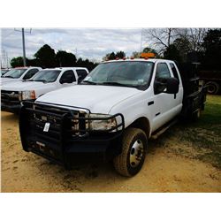 2006 FORD F350 FLATBED TRUCK, VIN/SN:1FDWX37P76EC20477 - 4X4, EXT CAB, FORD DIESEL ENGINE, A/T, 10' 