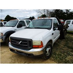 2001 FORD F350 FLATBED DUMP, VIN/SN:1FDWF36F61EA64033 - S/A, POWERSTROKE DIESEL ENGINE, 5 SPEED TRAN