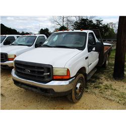 2000 FORD F350 FLATBED TRUCK, VIN/SN:1FDWF37F5YEE55621 - 4X4, POWER STROKE DIESEL ENGINE, 5 SPEED TR