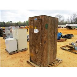 WOOD CABINET MISC, WRENCHS, NAILS, GAS CANS/TANKS