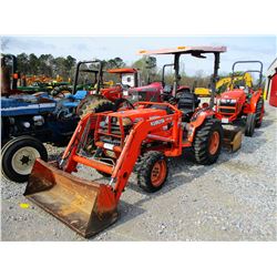 KUBOTA B2710 FARM TRACTOR, VIN/SN:53404 - MFWD, BOX BLADE, LA402 LOADER BUCKET, CANOPY, 12.0-16 TIRE