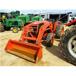 KUBOTA L5740 FARM TRACTOR, - MFWD, 3 REMOTES, LA854 FRONT LOADER, ROLL BAR