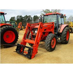 KUBOTA M108X FARM TRACTOR, VIN/SN:M108X50288 - MFWD, 2 REMOTES, LA1301S LOADER W/COUPLER, CAB, A/C, 
