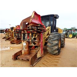 CAT 553 FELLER BUNCHER, VIN/SN:HA19802 - PRENTICE SH 50 SAW HEAD, CAB, A/C, 28L-26 TIRES, METER READ