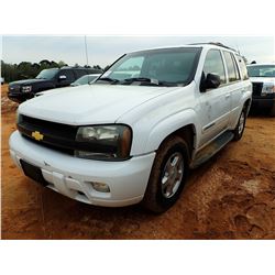 2002 CHEVROLET TRAIL BLAZER VIN/SN:1GNDT135322269118 - GAS ENGINE, A/T, ODOMETER READING 166,578 MIL