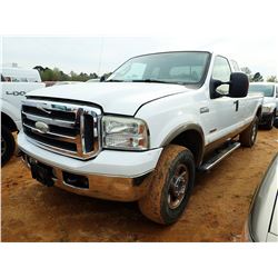 2005 FORD F250 PICKUP, VIN/SN:1FTSX21PX5EB80030 - 4X4, EXTENDED CAB, FORD POWER STROKE DIESEL ENGINE