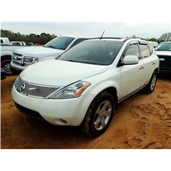 2004 NISSAN MURANO VIN/SN:JN8AZ08T24W209143 - V6 GAS ENGINE, A/T, ODOMETER READING 141,150 MILES