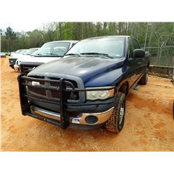 2004 DODGE RAM 2500 PICKUP, VIN/SN:3D7KU28C44G252901 - 4X4, CREW CAB, CUMMINS DIESEL ENGINE, A/T, OD