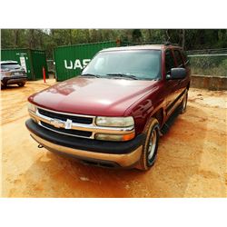 2001 CHEVROLET TAHOE SUV, VIN/SN:1GNEC13T01J277386 - GAS ENGINE, A/T, ODOMETER READING 179,472 MILES