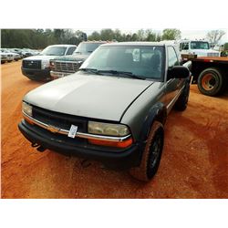 2002 CHEVROLET S10 PICK UP, VIN/SN:1GCCT19W328185439 - EXT CAB, V6 GAS ENGINE, A/T, ODOMETER READING
