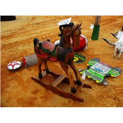 30" TEAK WOOD ROCKING HORSE (C-6)