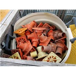 MISC METAL BOX W/FOAM RUBBER & BARREL OF REBAR CAPS (C-8)