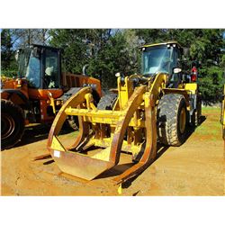 2014 CAT 950K WHEEL LOADER, VIN/SN:R4A02296 - WICKER WE950K LOG FORKS W/TOP CLAMP, AUX HYD, RIDE CON