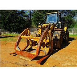 2011 CAT 950H WHEEL LOADER, VIN/SN:J5J01672 - WICKER LOG FORKS W/TOP CLAMP, AUX HYD, RIDE CONTROL, C