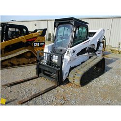 2017 BOBCAT T870 SKID STEER LOADER, VIN/SN:ASWT12082 - CRAWLER, HIGH FLOW, 2 SPEED, FORKS, CAB, A/C,