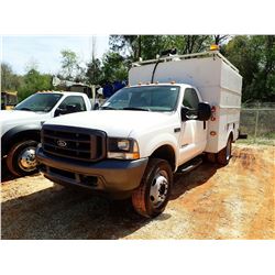 2002 FORD F550 COVERED SERVICE TRUCK, VIN/SN:1FDAF56F02EB97670 - POWER STROKE DIESEL ENGINE, A/T, CO