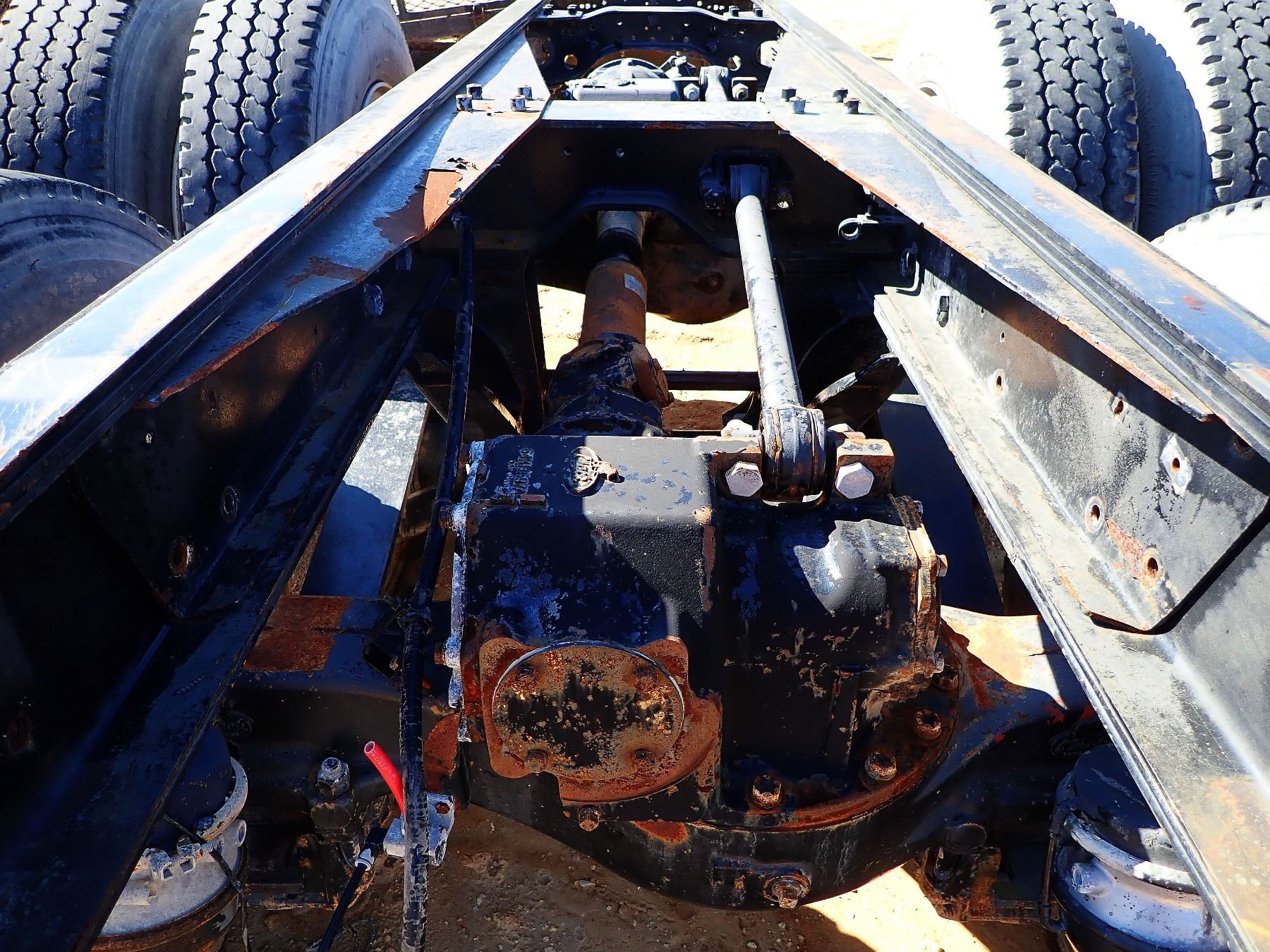 Mack Cl Frame Rails CUTOFF MACK TRUCK FRAME W/ DRIVE AXLE, TIRES & RIMS (A-1)