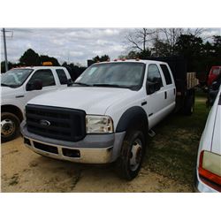 2006 FORD F550 FLATBED DUMP, VIN/SN:1FDAW56P76EB35858 - FORD POWER STROKE DIESEL ENGINE, A/T, 12' FL