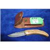 Image 1 : 3" Damascus Lockback Knife;Wood Handle; Belt Sheath